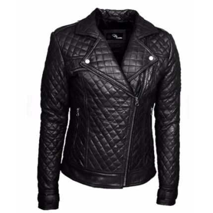 Women's Perfecto Quilted Black Genuine Leather Jacket  ZILG-133