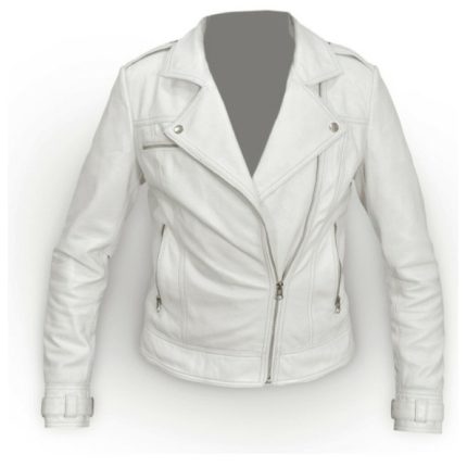 Women  Perfecto White  Leather Jacket  ZILG-134